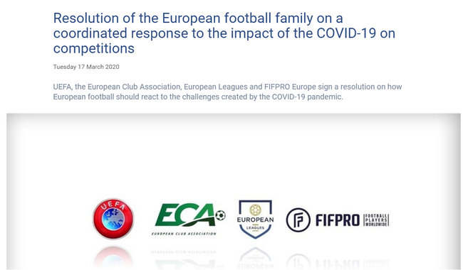 Declaración oficial de la UEFA
